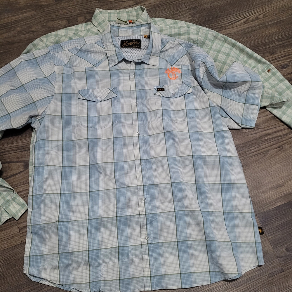 Howler Brothers Green and Blue Plaid Shirts Size XL Bundle Lot